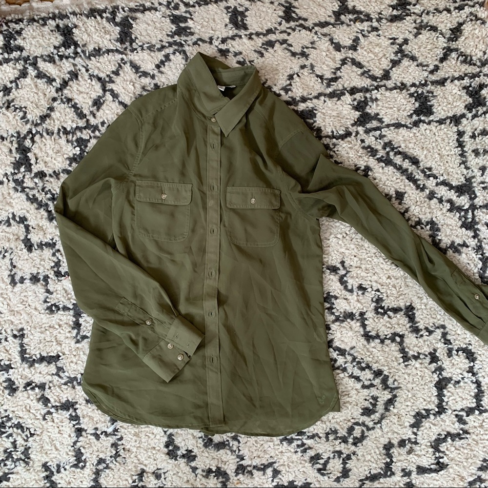 Olive American eagle button up